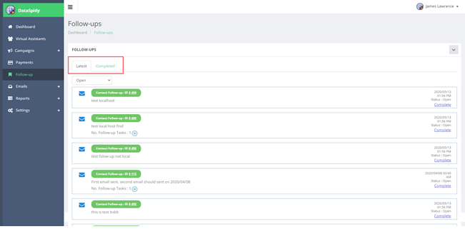 dataspidy-followups-management-userend-feature